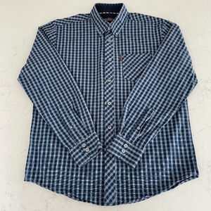 Ben Sherman Shanin Casual LS Button Down 100% Cotton Check Shirt Blue Sz S